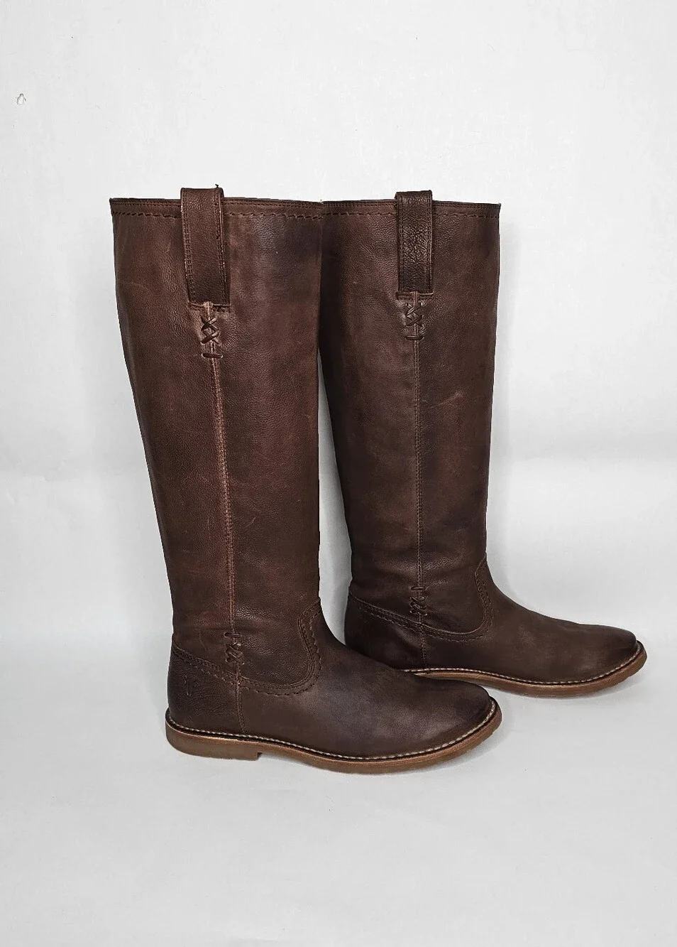 Frye Celia X Stitch Pullon Leather Boots 8